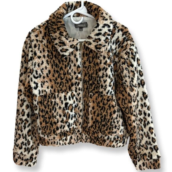 4Sienna Cheetah Prowl Jacket Faux Fur Zip Front Sherpa Size Small NWOT - Picture 2 of 14